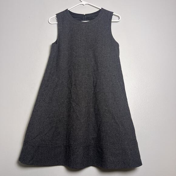 Theory Sleeveless Wool Blend Sheath Dress Gray Sz 6 Office Preppy Career A Line - Picture 1 of 14